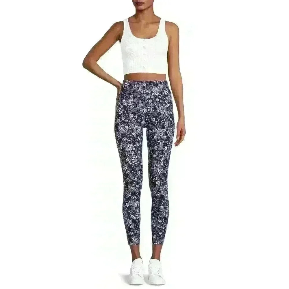 No Boundaries Juniors Sueded Finish Ankle Leggings High Rise S, M, XXXL Floral - Picture 2 of 8
